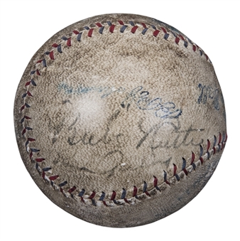 1927 New York Yankees Multi Signed OAL Ban Johnson Baseball With 7 Signatures Including Babe Ruth & Lou Gehrig (PSA/DNA)